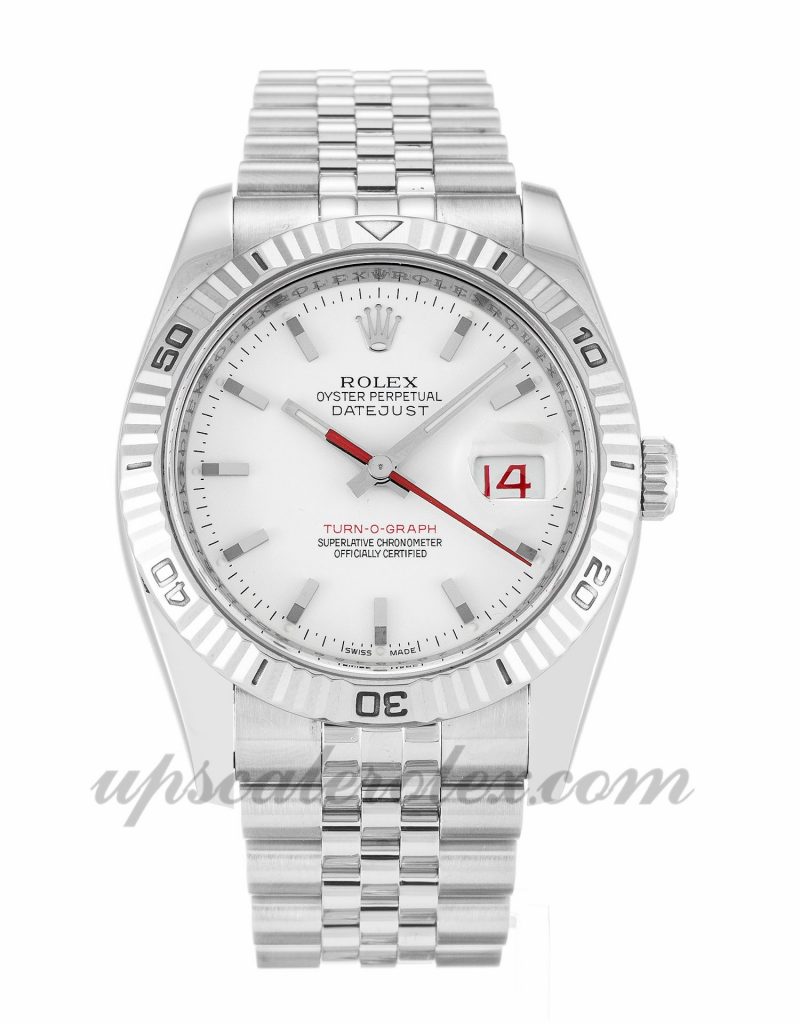 Mens Rolex Turn-O-Graph 116264 36 MM Case Automatic Movement White Dial