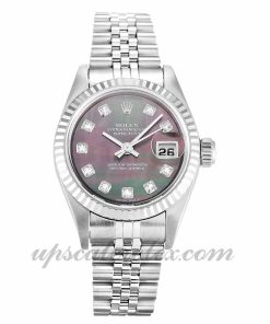 Ladies Rolex Datejust Lady 79174 26 MM Case Automatic Movement Mother of Pearl Black - Diamond Dial