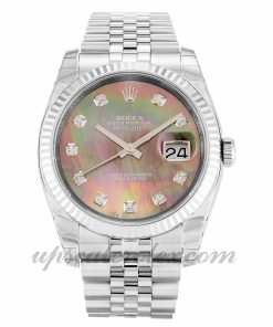Mens Rolex Datejust 116234 36 MM Case Automatic Movement Mother of Pearl Black - Diamond Dial