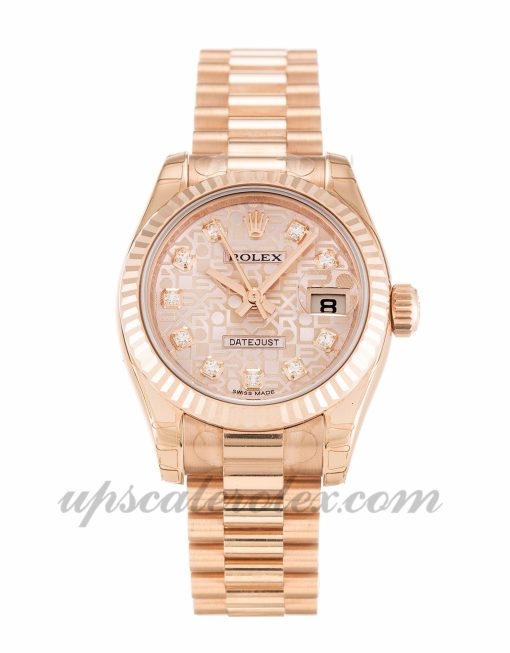 Ladies Rolex Datejust Lady 179175 26 MM Case Automatic Movement Rose Gold Diamond (Jubilee) Dial