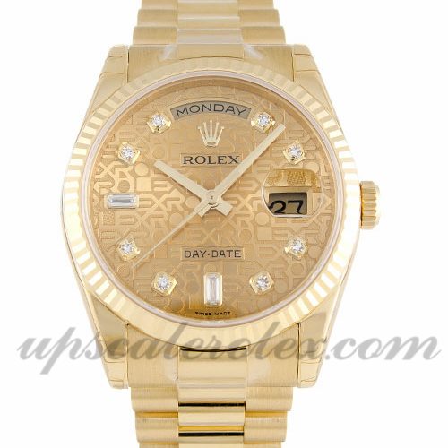 Mens Rolex Day-Date 118238 36 MM Case Automatic Movement Champagne Jubilee Diamond Dial