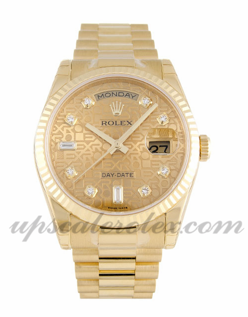 Mens Rolex Day-Date 118238 36 MM Case Automatic Movement Champagne Jubilee Diamond Dial