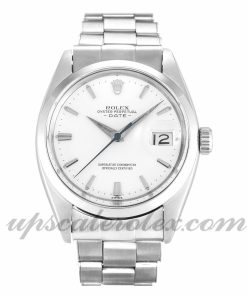 Mens Rolex Oyster Perpetual Date 1500 36 MM Case Automatic Movement Silver Dial