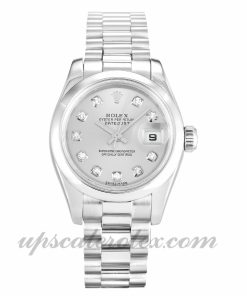 Ladies Rolex Datejust Lady 179166 26 MM Case Automatic Movement Silver Diamond Dial