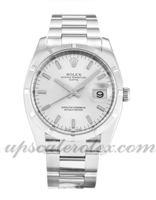 Unisex Rolex Oyster Perpetual Date 115210 34 MM Case Automatic Movement Silver Dial