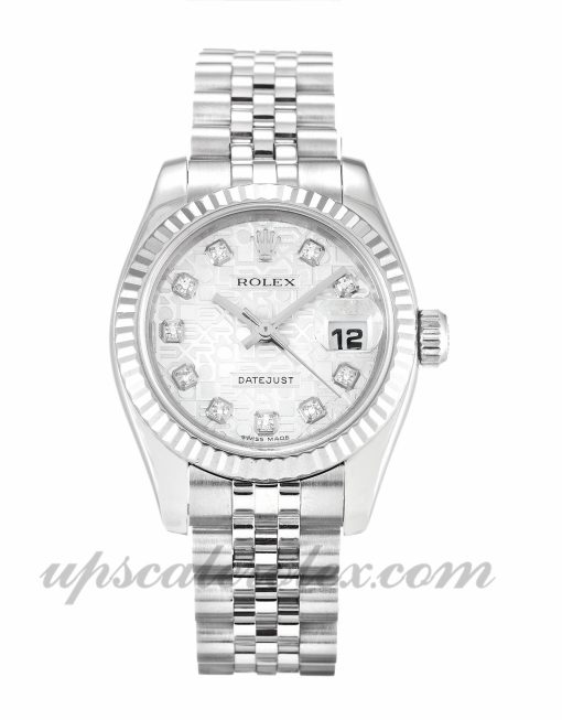 Ladies Rolex Datejust Lady 179174 26 MM Case Automatic Movement Silver Jubilee Diamond Dial