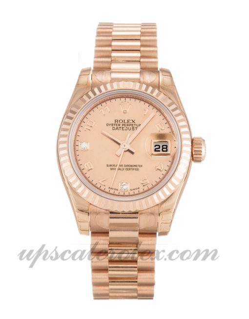 Ladies Rolex Datejust Lady 179175F 26 MM Case Automatic Movement Mother of Pearl - Goldust Diamond Dial
