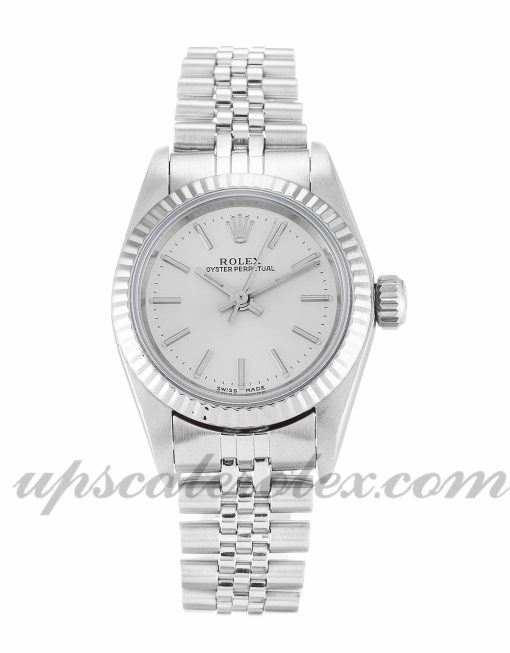 Ladies Rolex Lady Oyster Perpetual 67194 24 MM Case Automatic Movement Silver Dial