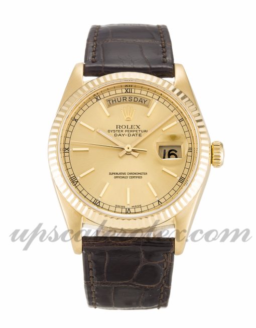 Unisex Rolex Day-Date 18038 36 MM Case Automatic Movement Champagne Dial
