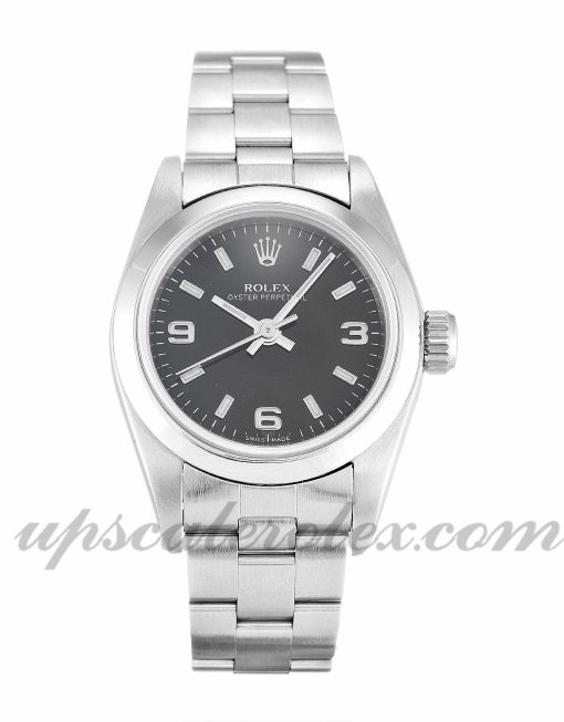 Ladies Rolex Lady Oyster Perpetual 67180 26 MM Case Automatic Movement Black Quarter Dial