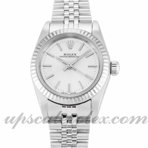 Ladies Rolex Lady Oyster Perpetual 76094 26 MM Case Automatic Movement Silver Dial