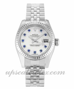 Ladies Rolex Datejust Lady 179174 26 MM Case Automatic Movement Mother Of Pearl - White & Sapphire Dial