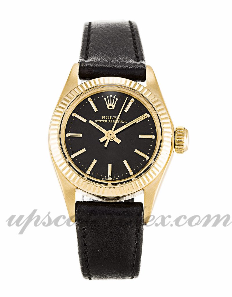 Ladies Rolex Lady Oyster Perpetual 6718 26 MM Case Automatic Movement Black Dial