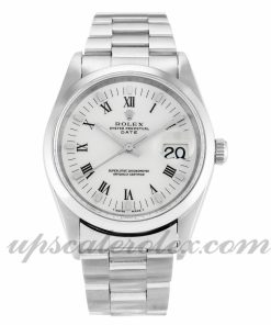 Unisex Rolex Oyster Perpetual Date 15200 34 MM Case Automatic Movement White Dial
