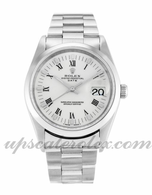 Unisex Rolex Oyster Perpetual Date 15200 34 MM Case Automatic Movement White Dial