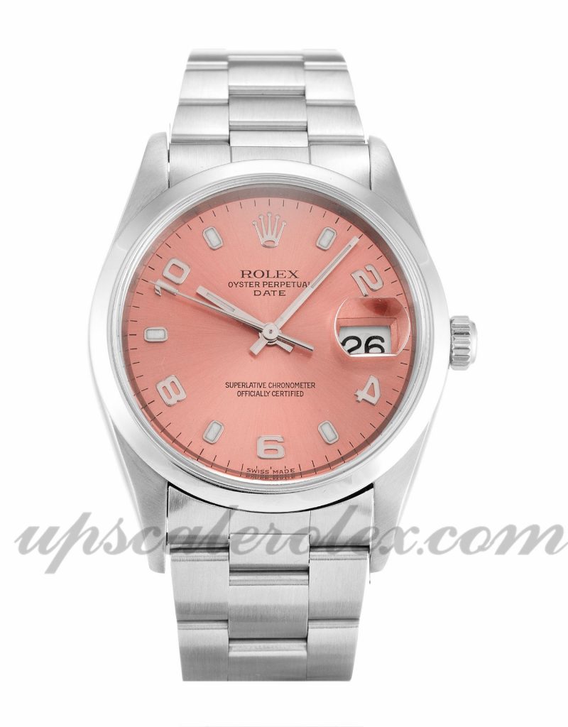 Unisex Rolex Oyster Perpetual Date 15200 34 MM Case Automatic Movement Salmon Dial