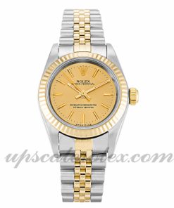 Ladies Rolex Lady Oyster Perpetual 76193 24 MM Case Automatic Movement Champagne Dial