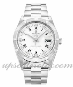 Unisex Rolex Oyster Perpetual Date 15210 34 MM Case Automatic Movement White Dial