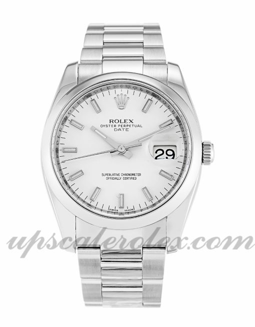 Unisex Rolex Oyster Perpetual Date 115200 34 MM Case Automatic Movement White Dial