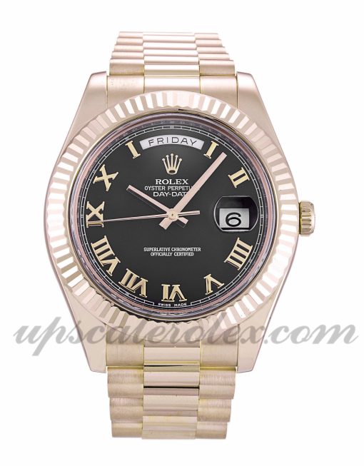 Mens Rolex Day-Date II 218235 41 MM Case Automatic Movement Black Dial