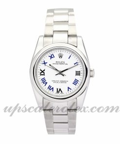 Ladies Rolex Lady Oyster Perpetual 177200 31 MM Case Automatic Movement Blue and white Dial