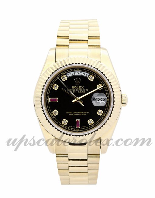 Mens Rolex Day-Date 118238 36 MM Case Automatic Movement Black dial and Champagne Diamond Dial