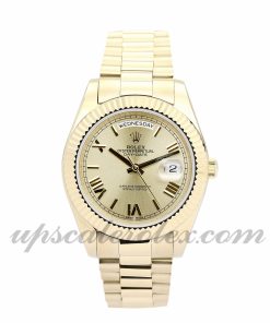Mens Rolex Day-Date II 218238 41 MM Case Automatic Movement Gold Dial