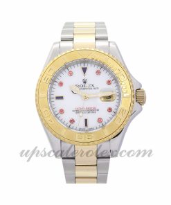 Mens Rolex Yacht-Master 16623 40 MM Case Automatic Movement Red Diamond and White Dial