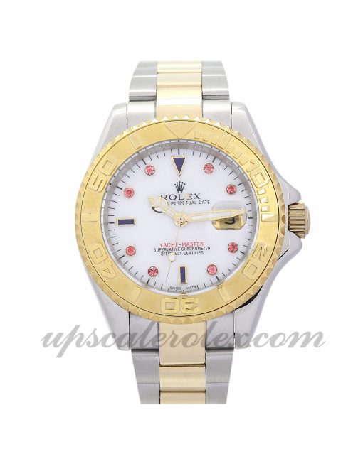 Mens Rolex Yacht-Master 16623 40 MM Case Automatic Movement Red Diamond and White Dial