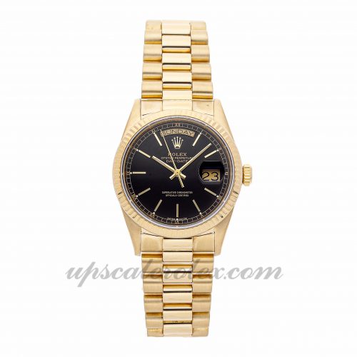 Mens Rolex Day-date 18038 36mm Case Mechanical (Automatic) Movement Black Dial