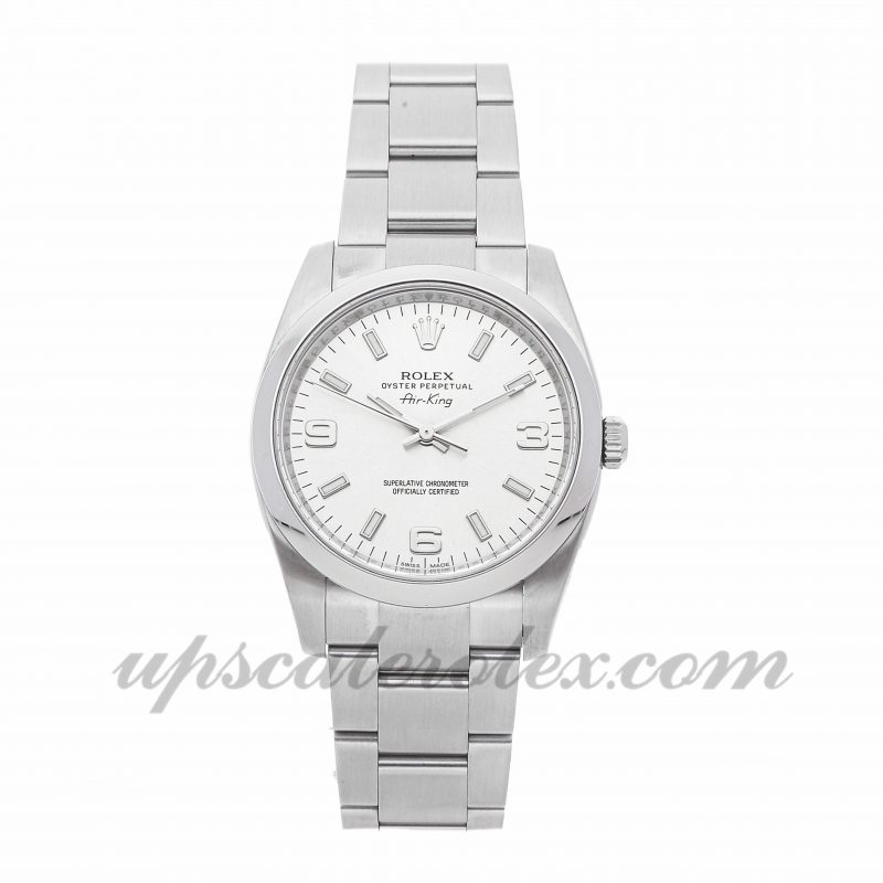Ladies Rolex Air-king 114200 34mm Case Mechanical (Automatic) Movement Silver Dial