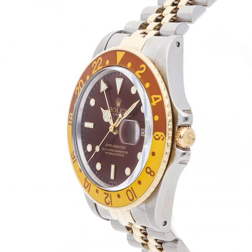Case 40mm Rolex GMT Master Rootbeer 16753 Dial Brown Stainless Steel