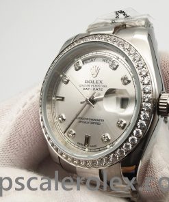Rolex Day-date 118346 Silver Gray Diamonds 36 mm Automatic Watch