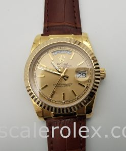 Rolex Day-Date 1503 Gold Crocodile Skin Unisex 34 Mm Automatic Watch
