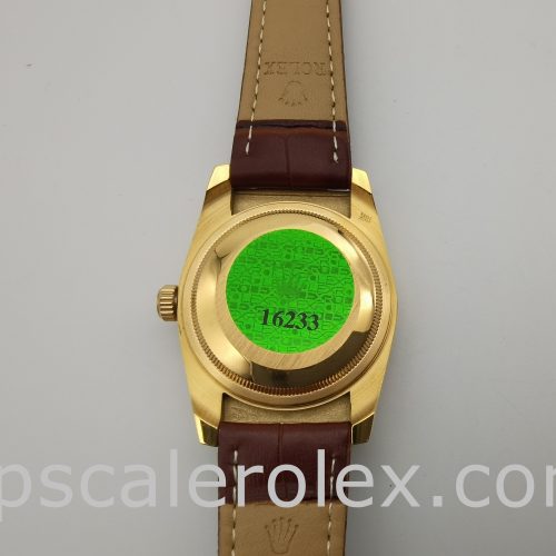 Rolex Day-Date 1503 Gold Crocodile Skin Unisex 34 Mm Automatic Watch