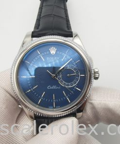Rolex Cellini Date 50519 Mens 39mm Blue Steel Automatic Watch