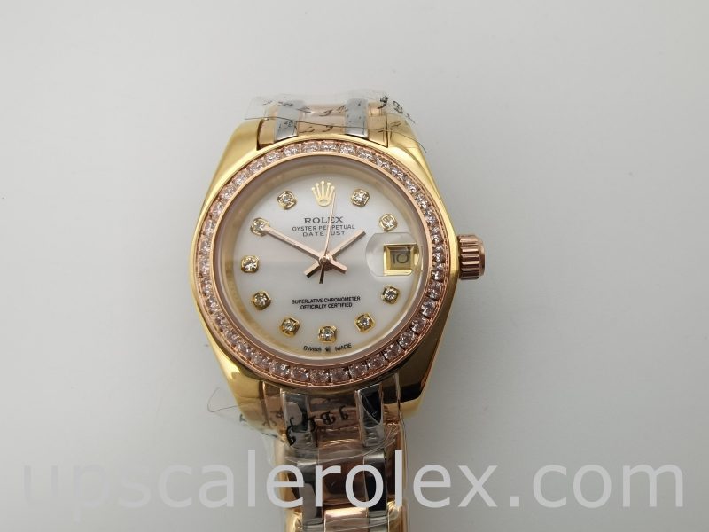 Rolex Datejust 80299 Ladies 18k Gold Automatic 29mm White Dial Watch