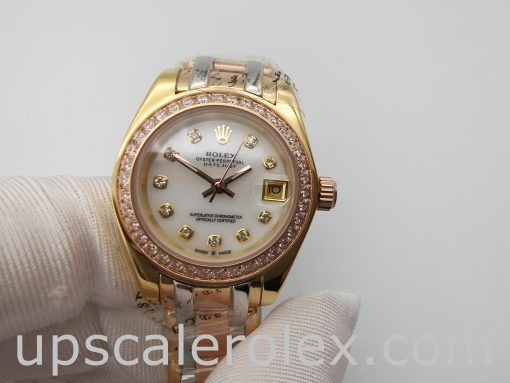 Rolex Datejust 80299 Ladies 18k Gold Automatic 29mm White Dial Watch