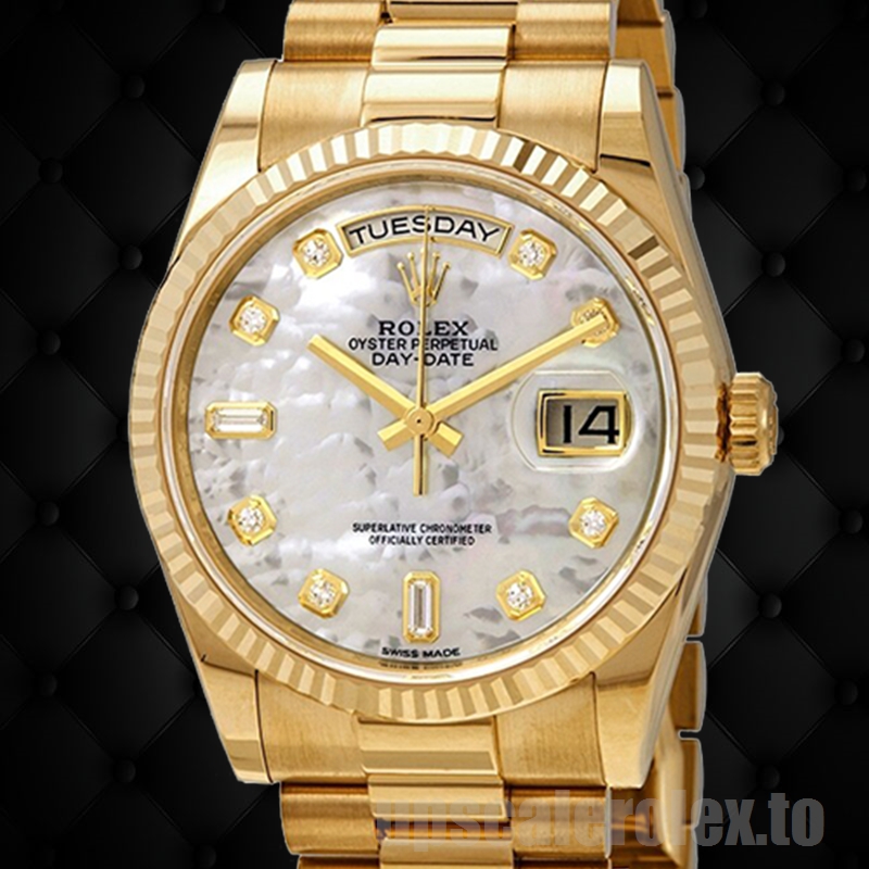 Rolex Day-Date 118238MDP Men's Yellow Gold-tone White Mother-Of-Pearl ...