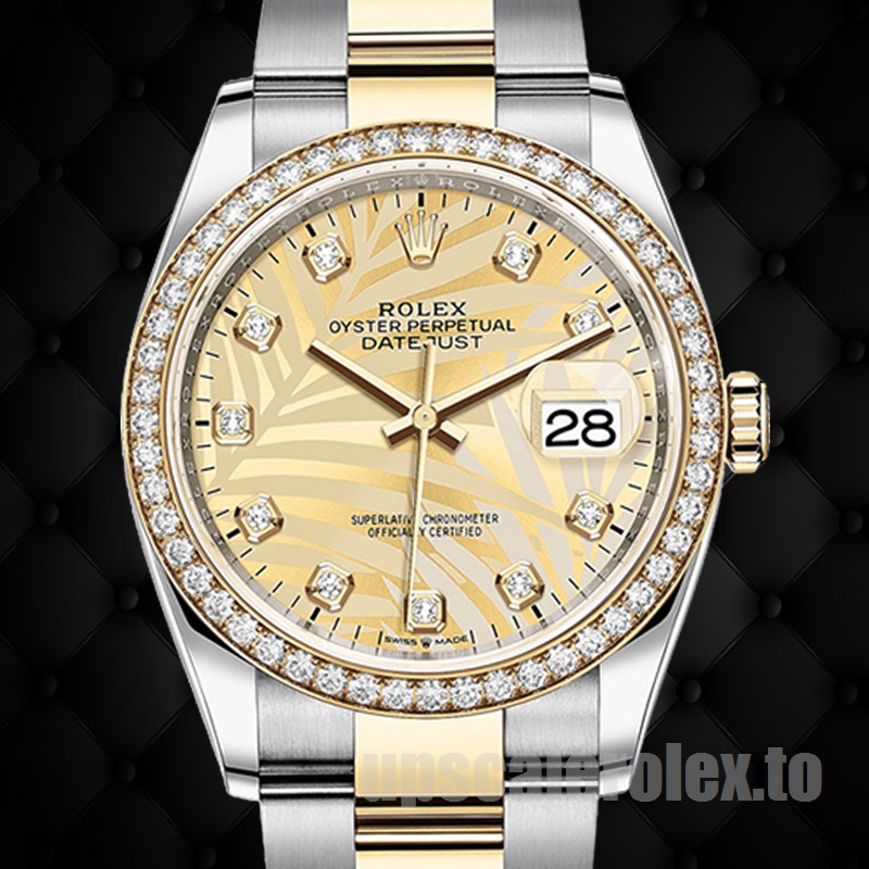 Rolex Datejust 36mm m126283rbr-0030 Champagne Palm Dial Watch Two-tone ...
